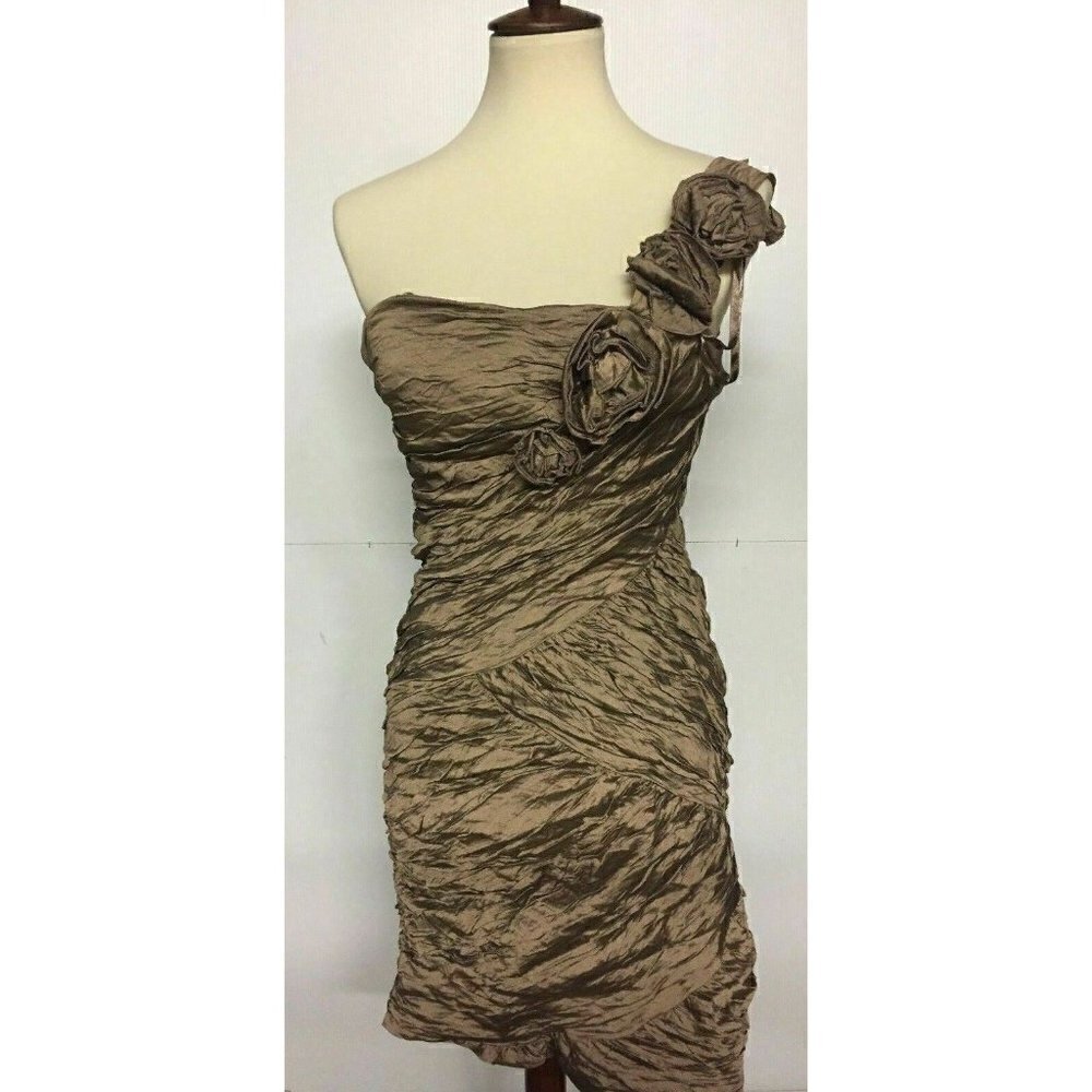 BCBMAXAZRIA Evangeline Bronze Dress Size 12 NWOT - Picture 1 of 5